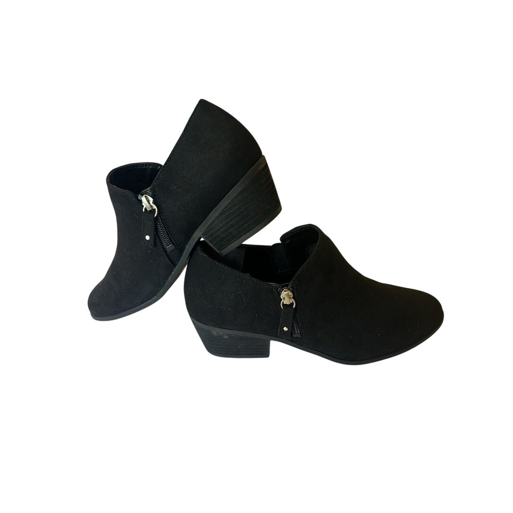 Dr. Scholls Shoes Womens Black Suede Side Zip Ankle Booties Block Heel Size 7